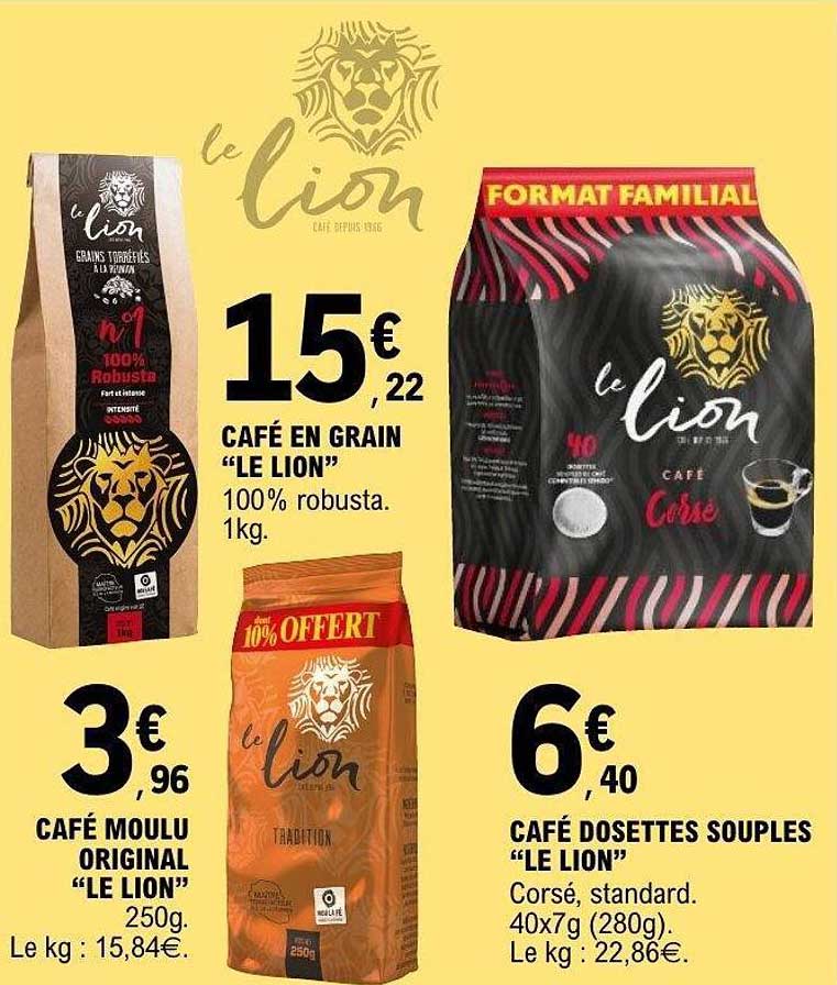 Café en grain "Le Lion" 100% robusta. 1kg