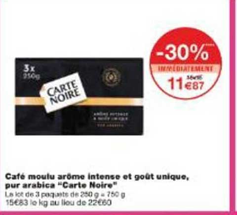 Café moulu arôme intense et goût unique, pur arabica "Carte Noire"