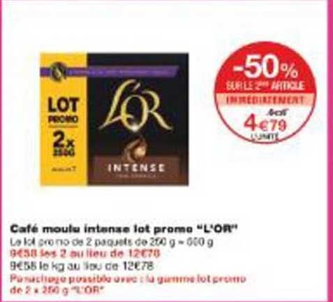 Café moulu intense lot promo “L'OR”