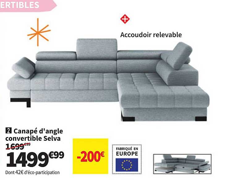 Canapé d'angle convertible Selva