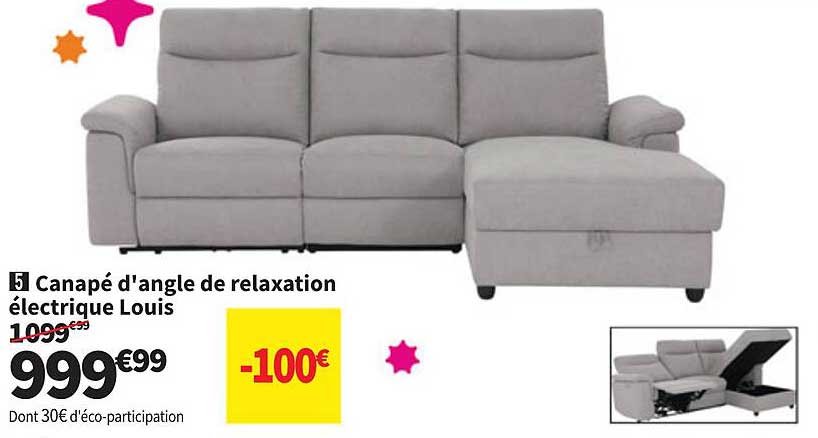 Canapé d'angle de relaxation électrique Louis