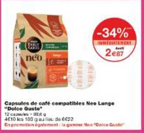 Capsules de café compatibles Neo Lunge "Dolce Gusto"
