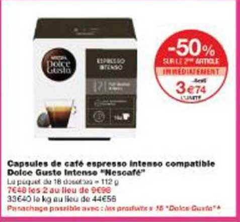 Capsules de café espresso intenso compatible Dolce Gusto Intenso "Nescafé"