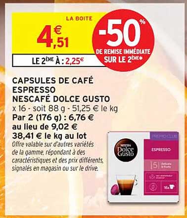 CAPSULES DE CAFÉ ESPRESSO NESCAFÉ DOLCE GUSTO
