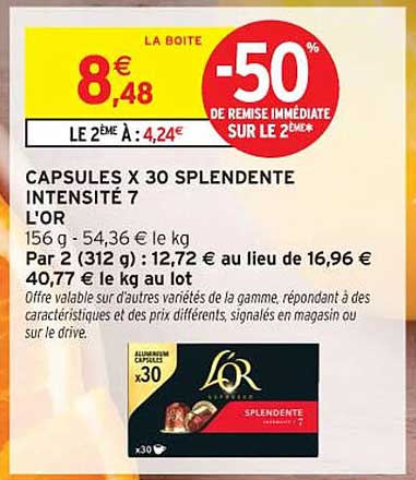 CAPSULES X 30 SPLENDENTE INTENSITÉ 7 L'OR