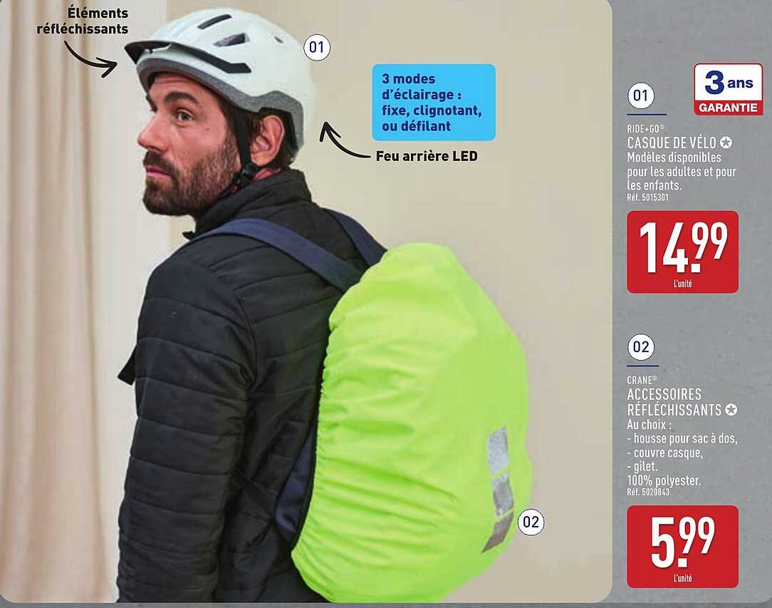 Casque de vélo et accessoires réfléchissants
