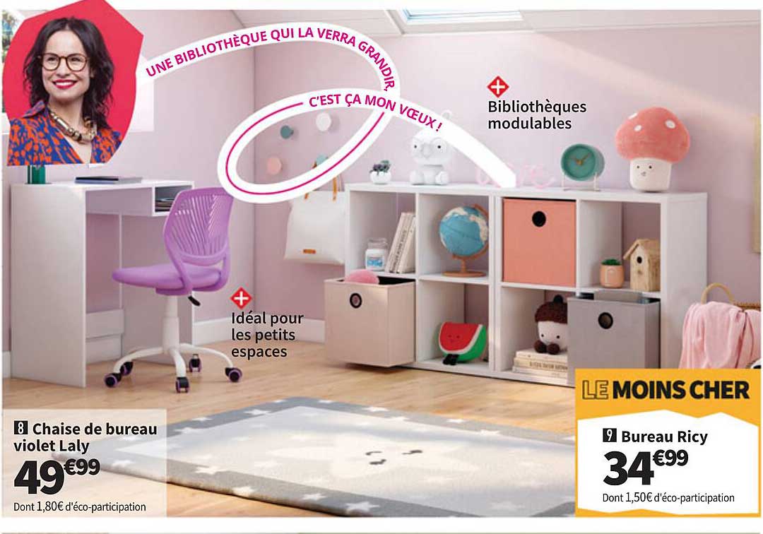 Chaise de bureau violet Laly