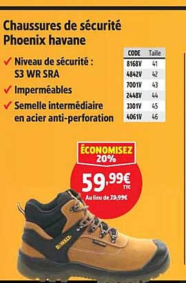 Chaussures de sécurité Phoenix havane