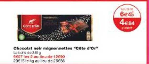 Chocolat noir mignonnettes "Côte d'Or"