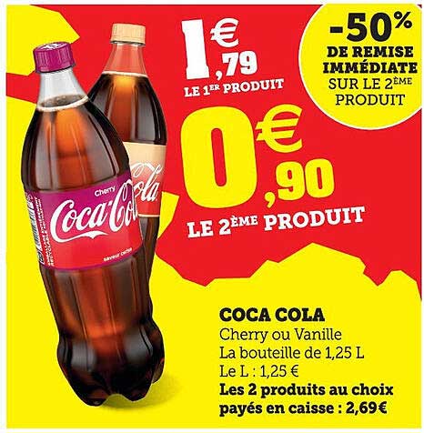 Coca Cola Cherry ou Vanille 1,25 L