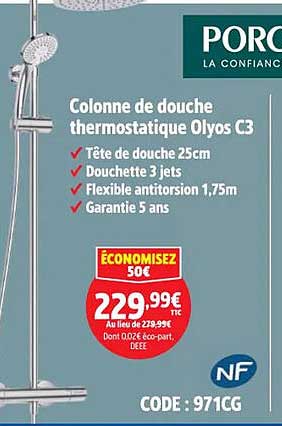 Colonne de douche thermostatique Olyos C3