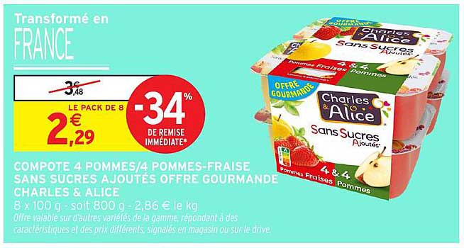 COMPOTE 4 POMMES/4 POMMES-FRAISE SANS SUCRES AJOUTÉS