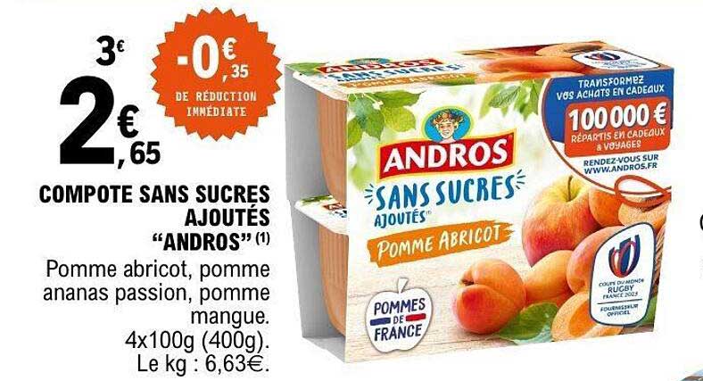 COMPOTE SANS SUCRES AJOUTÉS "ANDROS"