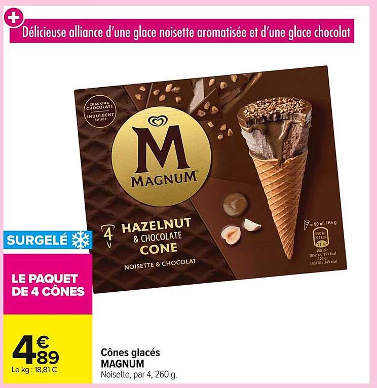 Cônes glacés MAGNUM Hazelnut & Chocolate