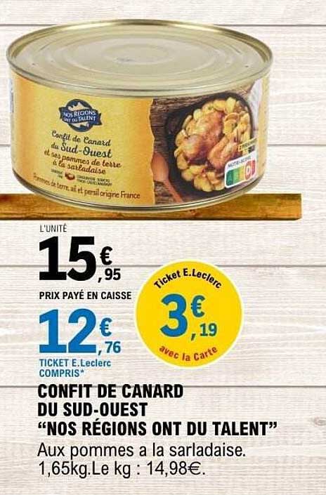 CONFIT DE CANARD DU SUD-OUEST "NOS RÉGIONS ONT DU TALENT"