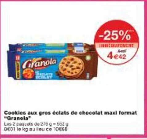 Cookies aux gros éclats de chocolat maxi format "Granola"