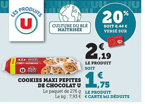 Cookies Maxi Pépites de Chocolat U