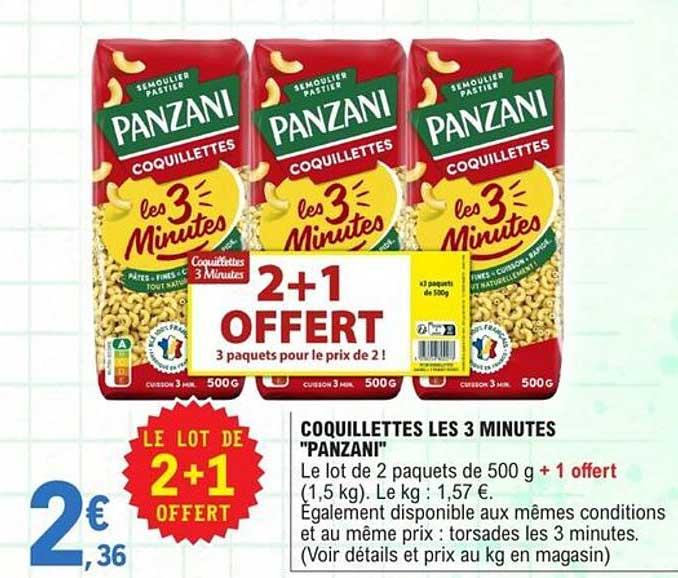 COQUILLETTES LES 3 MINUTES "PANZANI"