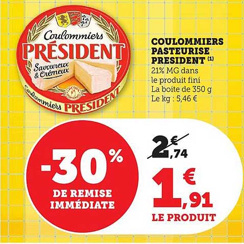 COULOMMIERS PASTEURISÉ PRÉSIDENT