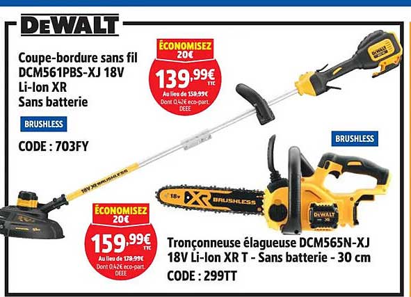 Coupe-bordure sans fil DCM561PBS-XJ 18V Li-lon XR Sans batterie