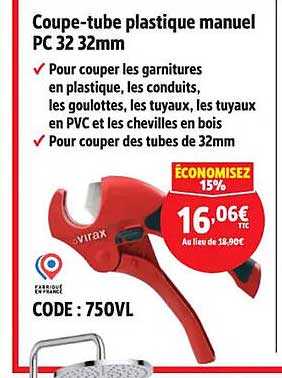 Coupe-tube plastique manuel PC 32 32mm
