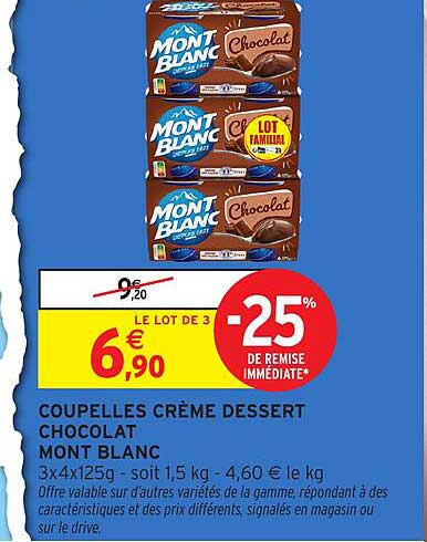 COUPELLES CRÈME DESSERT CHOCOLAT MONT BLANC