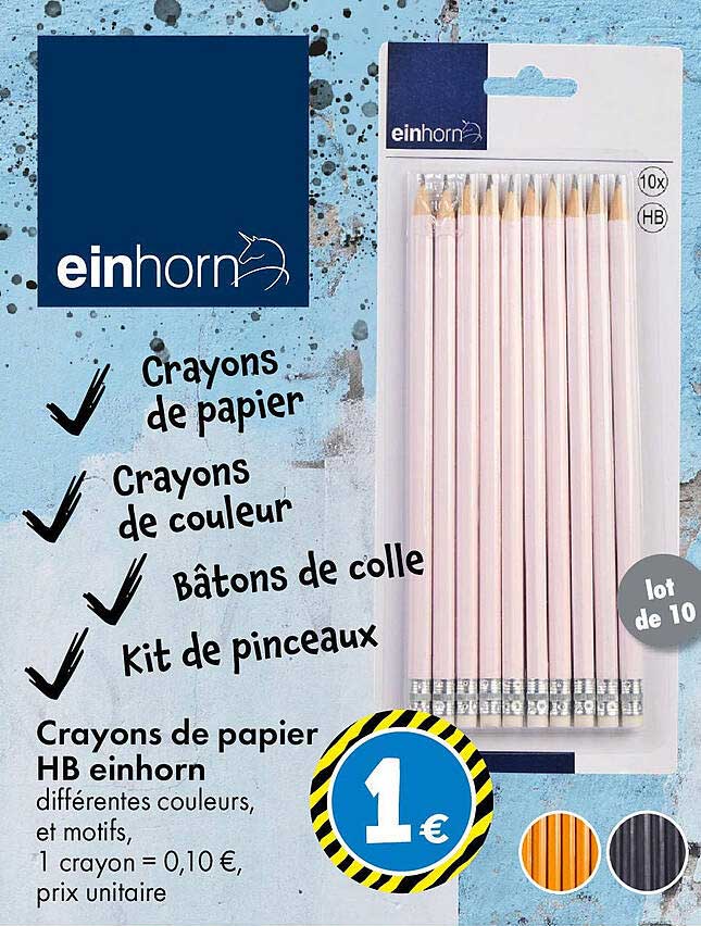 Crayons de papier HB einhorn différents couleurs, et motifs