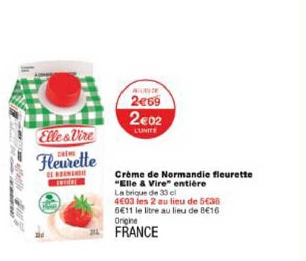 Crème de Normandie fleurette "Elle & Vire" entière