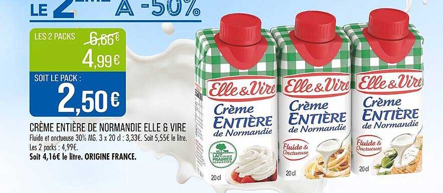 CRÈME ENTIÈRE DE NORMANDIE ELLE & VIRE