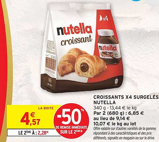 CROISSANTS X4 SURGELÉS NUTELLA