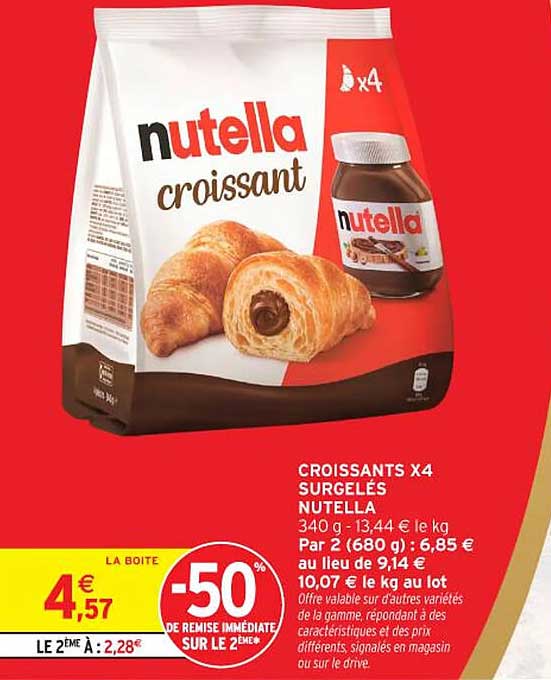 CROISSANTS X4 SURGELÉS NUTELLA
