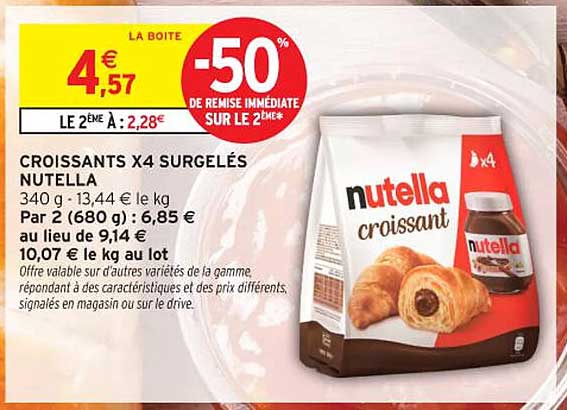 CROISSANTS X4 SURGELÉS NUTELLA