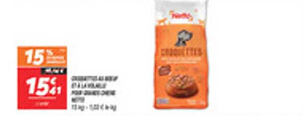 Croquettes au bœuf et à la volaille pour chiens mid-large