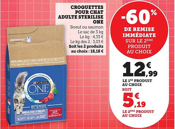 CROQUETTES POUR CHAT ADULTE STERILISE ONE