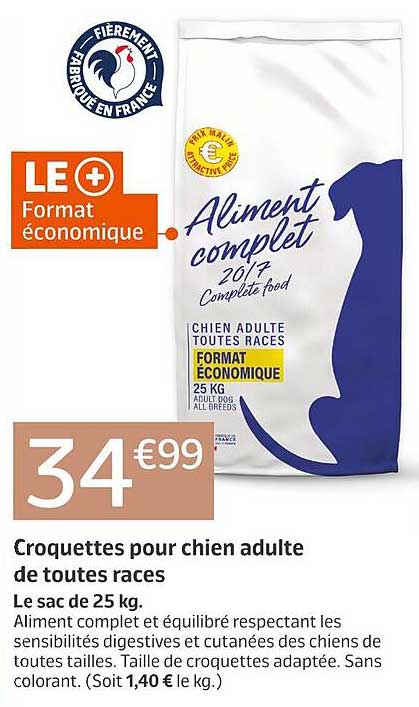 Croquettes pour chien adulte de toutes races