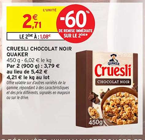 CRUESLI CHOCOLAT NOIR QUAKER