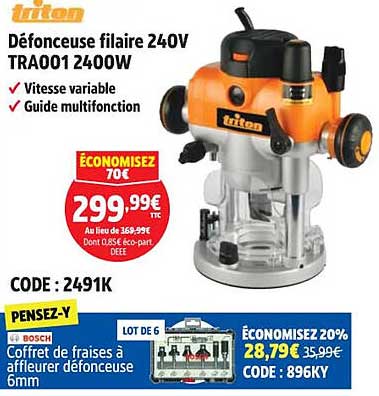 Défonceuse filaire 240V TRA001 2400W