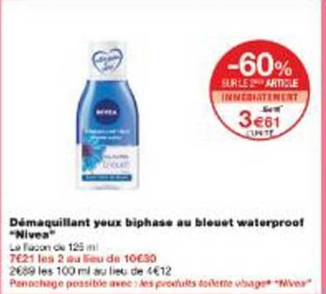 Démaquillant yeux biphase au bleuet waterproof *Nivea