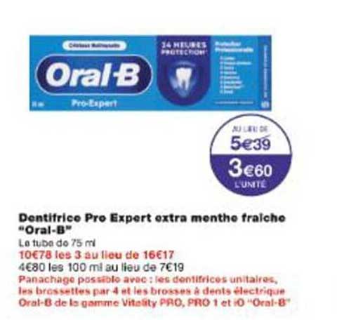 Dentifrice Pro Expert extra menthe fraîche "Oral-B"