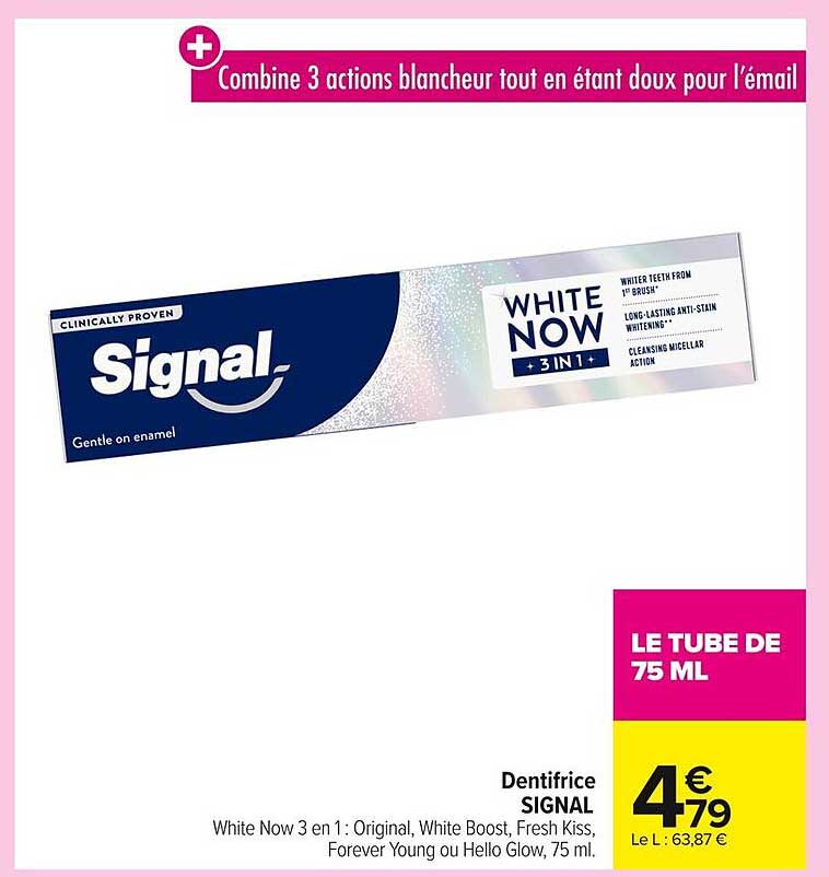 Dentifrice SIGNAL White Now 3 en 1 - 75 ml