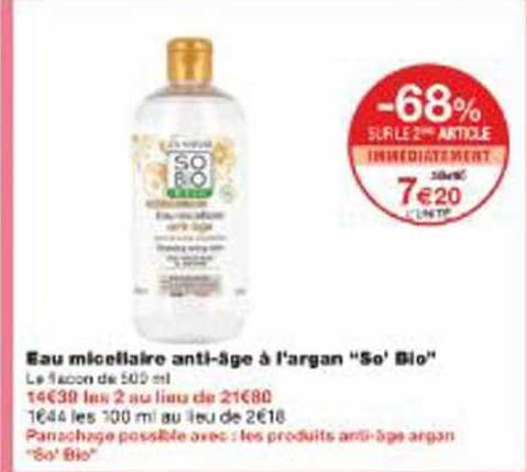 Eau micellaire anti-âge à l'argan "So' Bio"