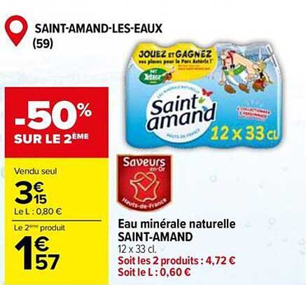Eau minérale naturelle SAINT-AMAND 12 x 33 cl