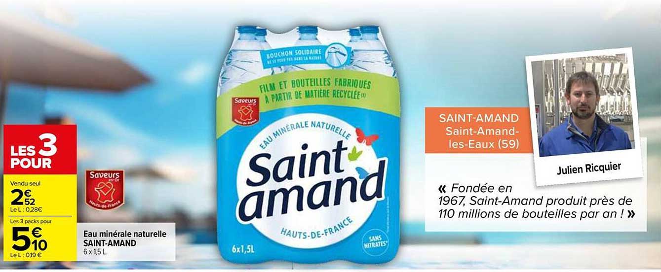 Eau minérale naturelle SAINT-AMAND 6 x 1,5 L