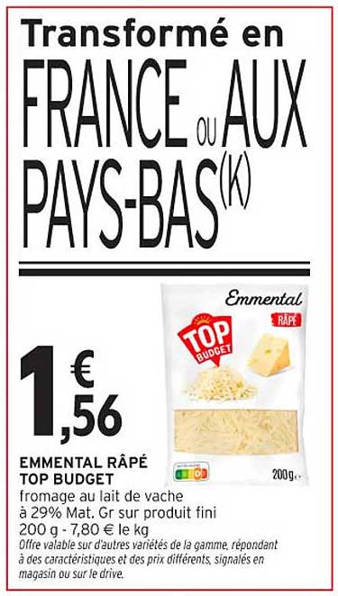 Emmental Râpé TOP BUDGET