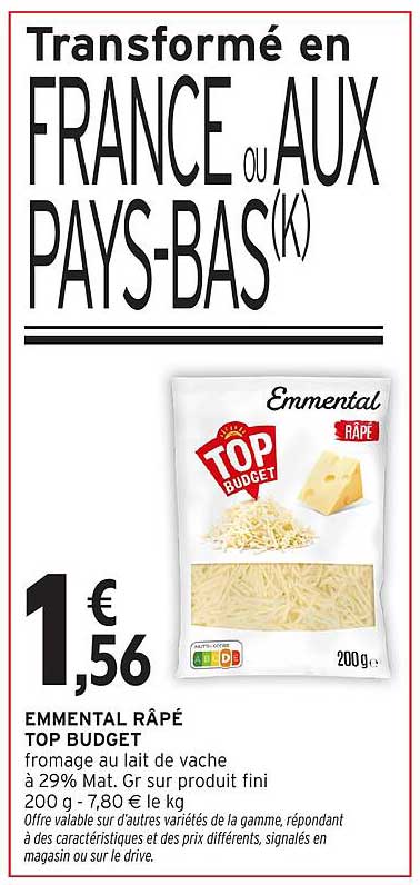EMMENTAL RÂPÉ TOP BUDGET
