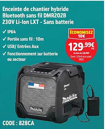 Enceinte de chantier hybride Bluetooth sans fil DMR202B