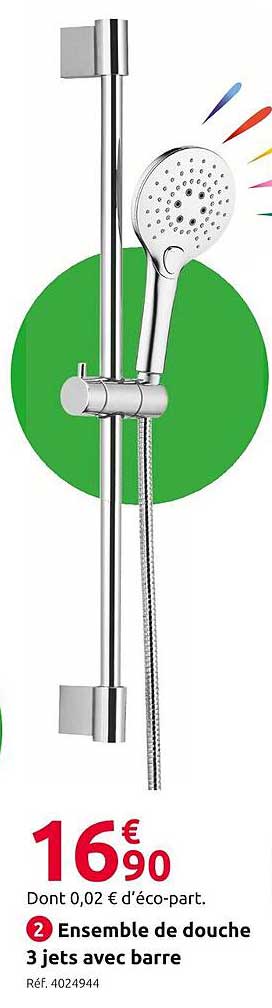 Ensemble de douche 3 jets avec barre