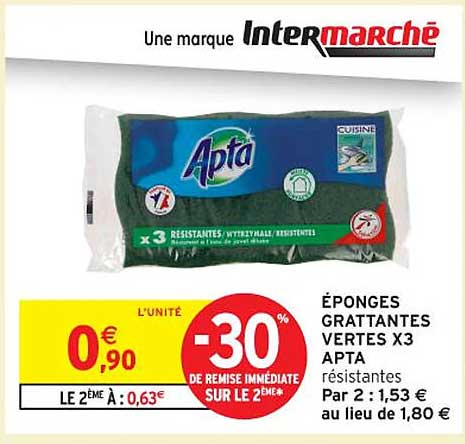 ÉPONGES GRATTANTES VERTES X3 APTA