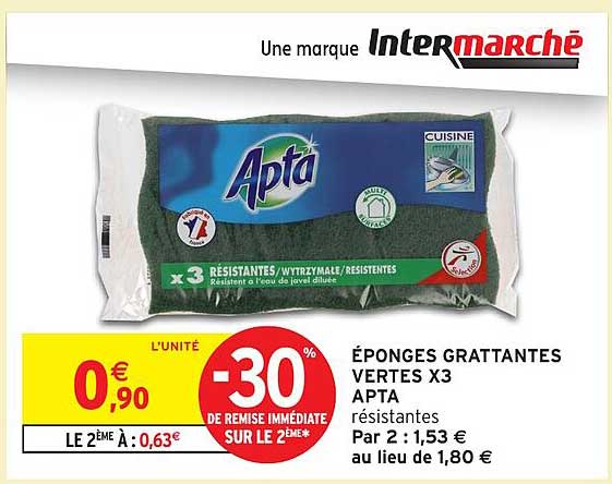 ÉPONGES GRATTANTES VERTES X3 APTA