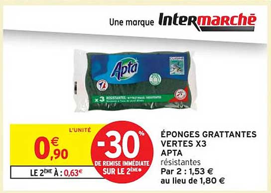 ÉPONGES GRATTANTES VERTES X3 APTA